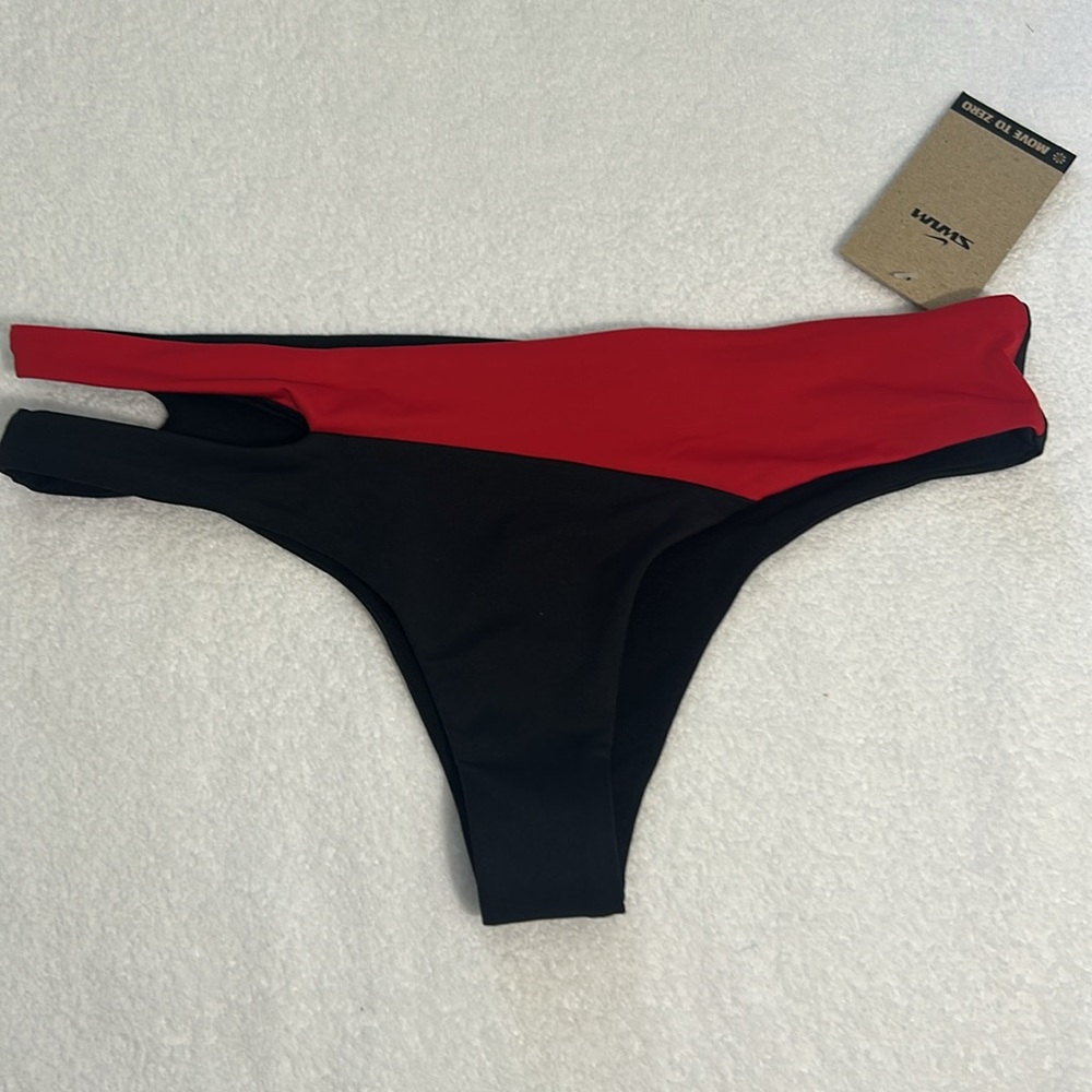 Nike Small Bottoms Bikini Swoosh Block Asymmetrical Icon Sneakerkini Black NWT - Picture 2 of 10
